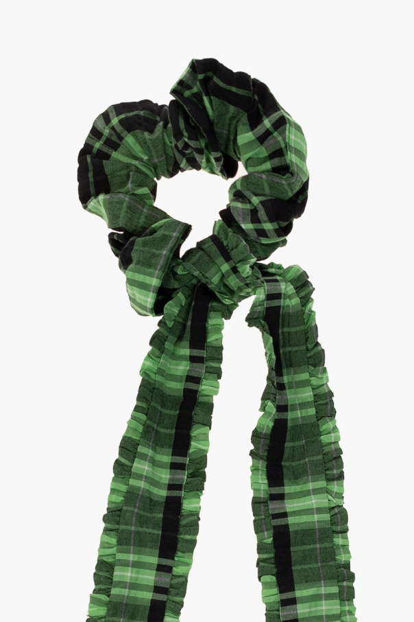 ヘアアクセサリー GANNI Green Checked Frill Bow Scrunchie A4668-484 Green Checked scrunchie Ganni - Extreme-centreShops Canada